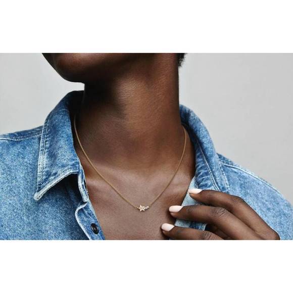 NEW PANDORA shooting star pavé collier necklace in gold - Picture 1 of 2